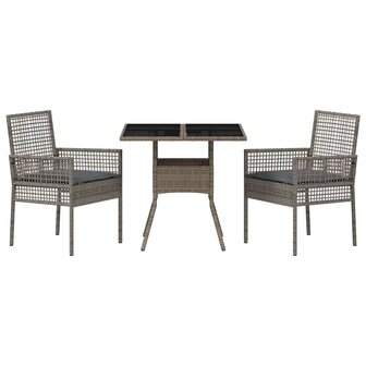 Tuin eettafelset 3 pcs Grijs poly rattan 7