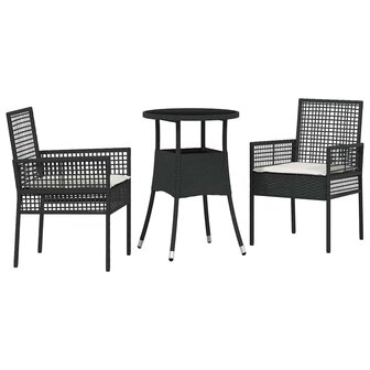 Tuin eettafelset 3 pcs Zwart poly rattan 2