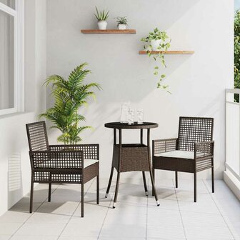Tuin eettafelset 3 pcs Bruin poly rattan 1