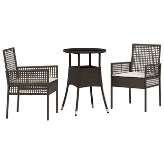 Tuin eettafelset 3 pcs Bruin poly rattan 2