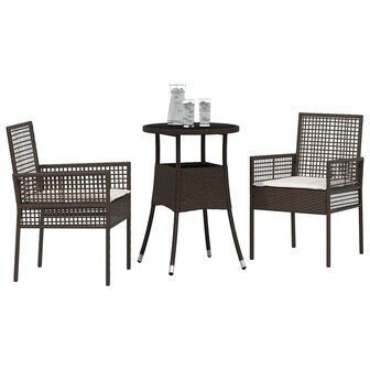 Tuin eettafelset 3 pcs Bruin poly rattan 3