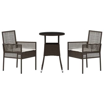 Tuin eettafelset 3 pcs Bruin poly rattan 7