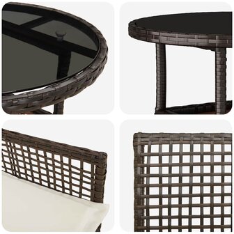 Tuin eettafelset 3 pcs Bruin poly rattan 9