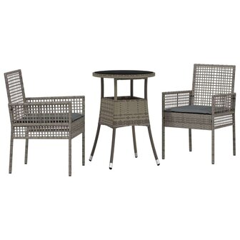 Tuin eettafelset 3 pcs Grijs poly rattan 2