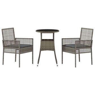 Tuin eettafelset 3 pcs Grijs poly rattan 7
