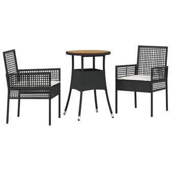 Tuin eettafelset 3 pcs Zwart poly rattan 2