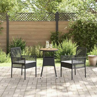 Tuin eettafelset 3 pcs Zwart poly rattan 4