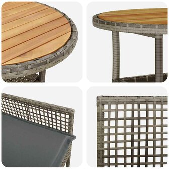 Tuin eettafelset 3 pcs Grijs poly rattan 9