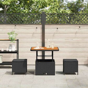 Tuin eettafelset Zwart poly rattan 4