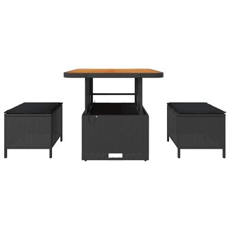 Tuin eettafelset Zwart poly rattan 7