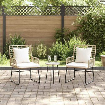 Tuin eettafelset 3 pcs Bruin en Cr&egrave;me poly rattan 4