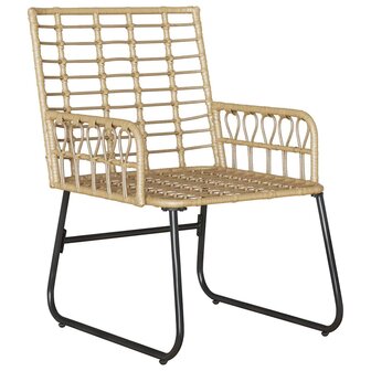 Tuin eettafelset 3 pcs Bruin en Cr&egrave;me poly rattan 6