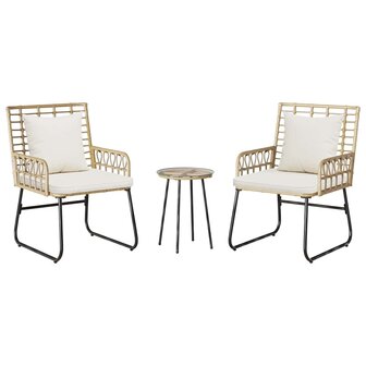 Tuin eettafelset 3 pcs Bruin en Cr&egrave;me poly rattan 8