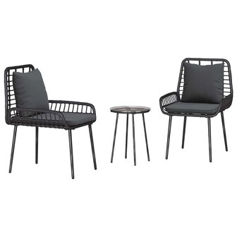 Tuin eettafelset 3 pcs Zwart en Anthraciet poly rattan 2