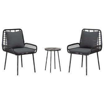 Tuin eettafelset 3 pcs Zwart en Anthraciet poly rattan 8