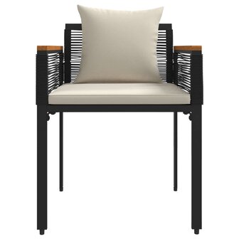 Buitenmeubelset met kussen Zwart en Cream Wit PE Rattan 7