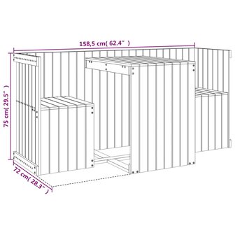Balkonset 2-zits massief grenenhout zwart 9