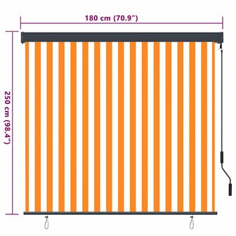 Rolgordijn Wit en Oranje 180x250 cm Stof en Aluminium 8