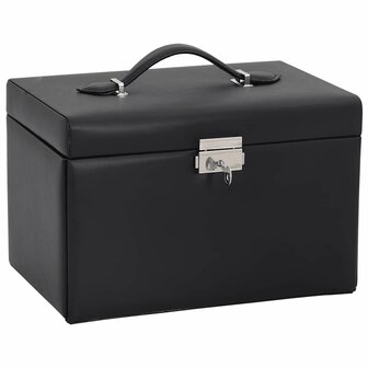 Sieradendoosje 3-laags spiegel afsluitbaar 26x18x17,5 cm zwart 2