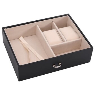 Sieradendoosje 3-laags spiegel afsluitbaar 26x18x17,5 cm zwart 9