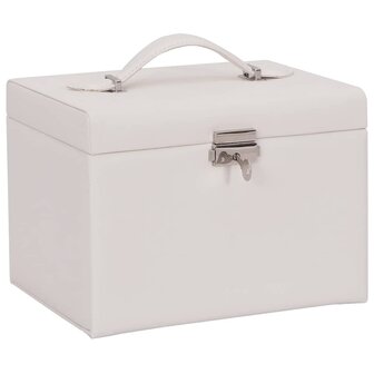 Sieradendoosje 4laags spiegel afsluitbaar 22,5x17,5x16,5 cm wit 2