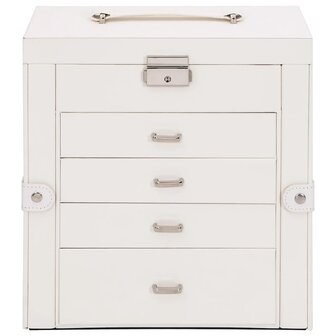 Sieradendoosje 5-laags met spiegel afsluitbaar wit 4