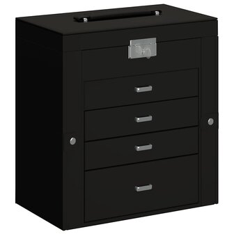 Sieradendoosje 5-laags met spiegel afsluitbaar zwart 2