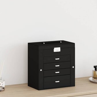 Sieradendoosje 5-laags met spiegel afsluitbaar zwart 3