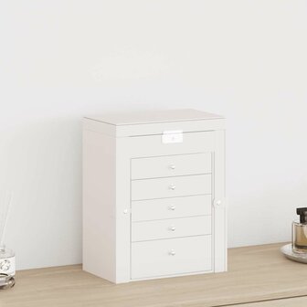 Sieradendoosje 6-laags met spiegel afsluitbaar wit 3