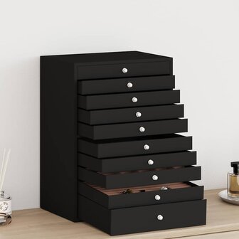 Sieradendoos 10-laags met horlogehouders zwart 29x20,5x40,5 cm 1