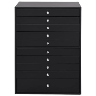 Sieradendoos 10-laags met horlogehouders zwart 29x20,5x40,5 cm 4