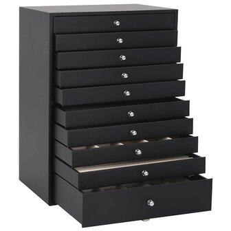 Sieradendoos 10-laags met horlogehouders zwart 29x20,5x40,5 cm 5