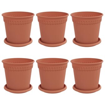 Plantenpotten 6 pcs Baksteenrood &Oslash; 17 x 14 cm Kunststof 2
