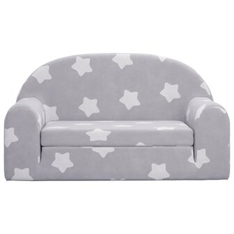 Kinderslaapbank 2-zits met sterren zacht pluche lichtgrijs 3
