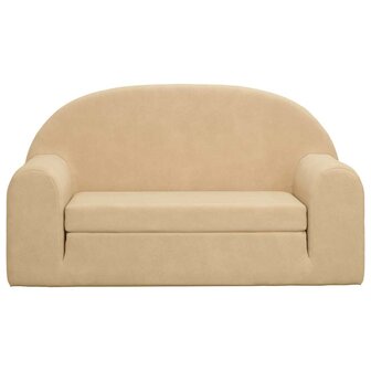 Kinderslaapbank 2-zits zacht pluche cr&egrave;mekleurig 3