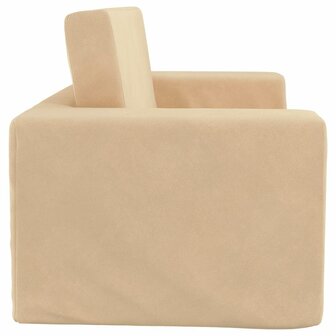 Kinderslaapbank 2-zits zacht pluche cr&egrave;mekleurig 5