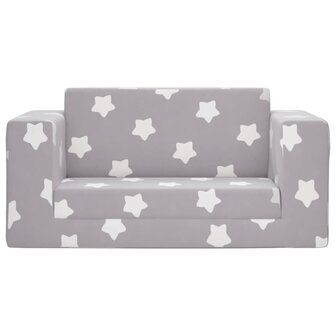 Kinderslaapbank 2-zits met sterren zacht pluche lichtgrijs 3