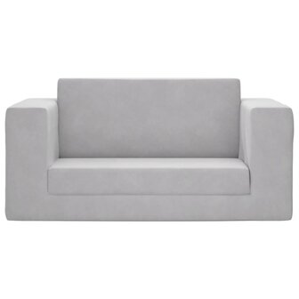 Kinderslaapbank 2-zits zacht pluche lichtgrijs 3