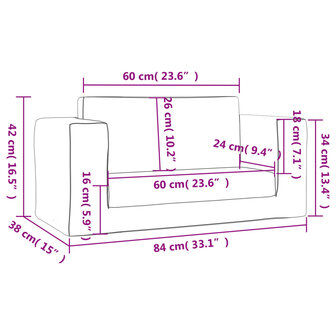Kinderslaapbank 2-zits zacht pluche lichtgrijs 9