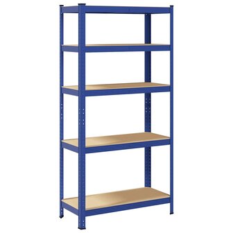 Opbergrek 5-laags staal &amp; bewerkt hout blauw 2