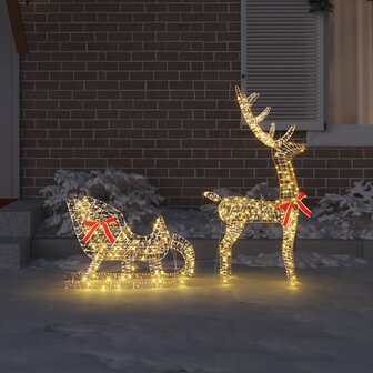 Rendier trek slede met 200 LED Warmwit 70 x 26 x 129 cm PET 3