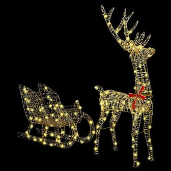 Rendier trek slede met 200 LED Warmwit 70 x 26 x 129 cm PET 4
