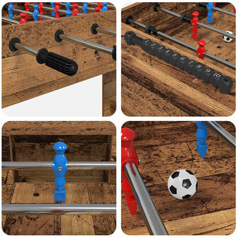 Voetbaltafel Oudhout 125 x 60,5 x 80 cm Bewerkt hout 8