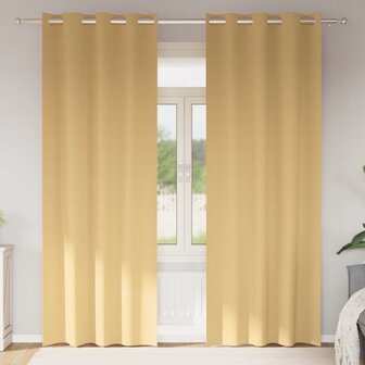 Zwart-out Gordijnen met Ringen 2 pcs Beige 260 x 140 cm 1