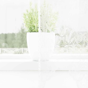 Kantgordijn met gordijnen Bloemen Wit 120 x 300 cm Polyester 3