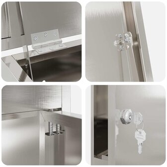 Pakketbrievenbus Zilver 44,5 x 29 x 110,5 cm Roestvrij staal 8