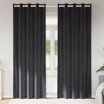 Verduisterende gordijnen 2 pcs Donkergrijs 140 x 245 cm Fluweel 1