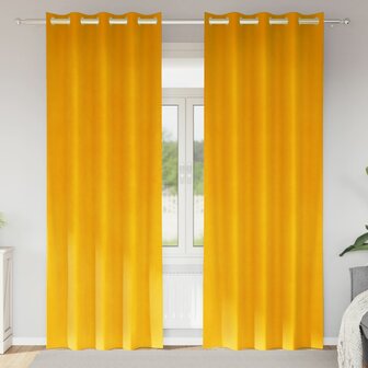 Verduisterende gordijnen 2 pcs Mosterdgeel 140 x 225 cm Fluweel 1