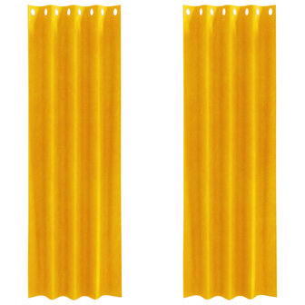 Verduisterende gordijnen 2 pcs Mosterdgeel 140 x 225 cm Fluweel 2