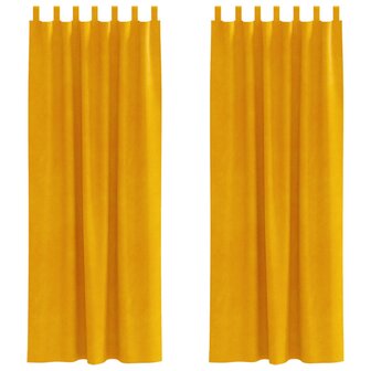 Verduisterende gordijnen 2 pcs Mosterdgeel 140 x 225 cm Fluweel 2